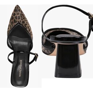 MARC FISHER Women's Lakey Pointy Toe Block Heel Dress Pumps In Leopard Size 8